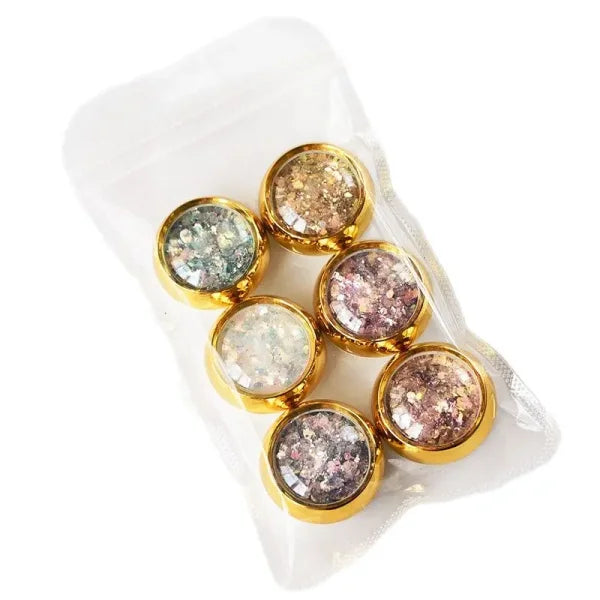 Multi-Box Holographic Nail Glitter Set - Gold Bottle DIY Flake & Mermaid Sequins - Himpall