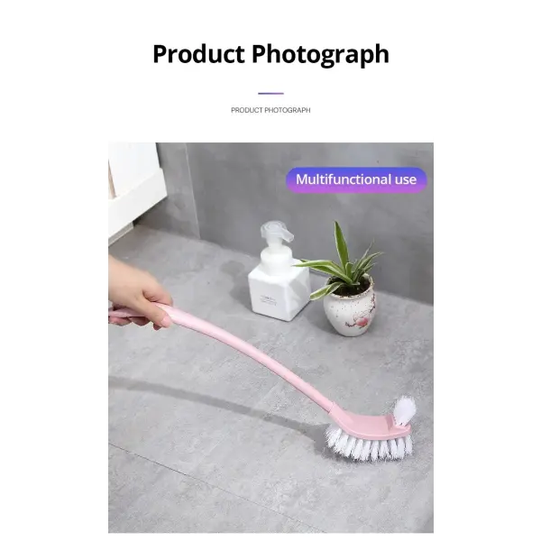 Multi-function Double Head Clean Toilet Brush Soft Hair Plastic Curved Brush Bathroom Cleaning Long Handle Corner Brush