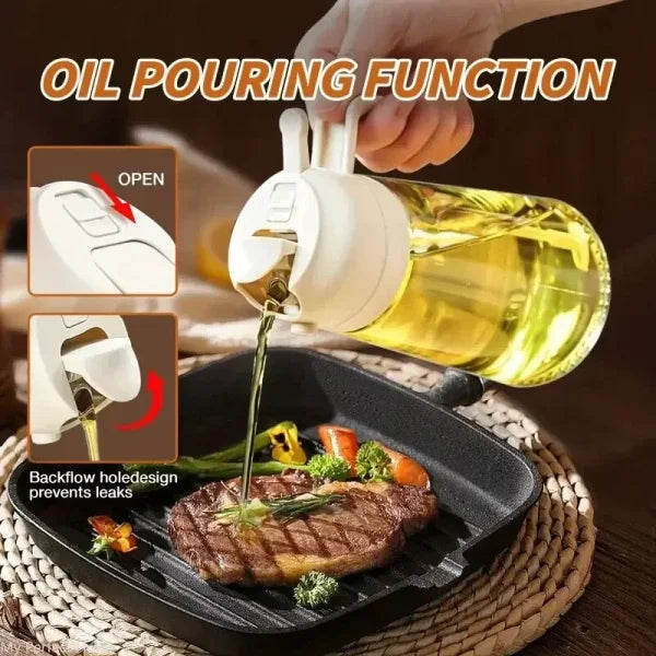Multi-functional 2-in-1 Oil Spray Bottle for Kitchen Use 500ML - Himpall