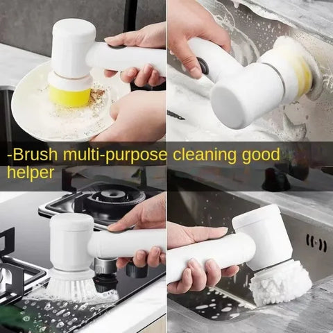 Multi-functional Electric Cleaning Brush for Kitchen and Bathroom - White