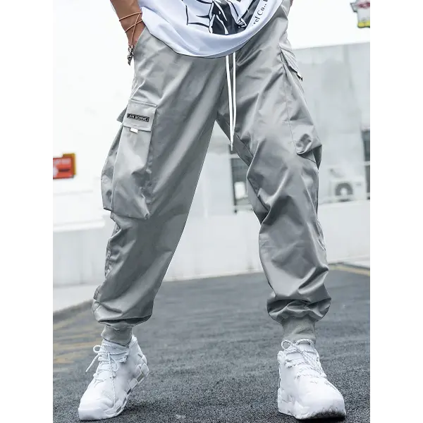 Multi-pocket Cargo Pants Men’s Casual Hip-Hop Drawstring Trousers Outdoor Streetwear Sports Pant - Slabstone Gray / 3XL