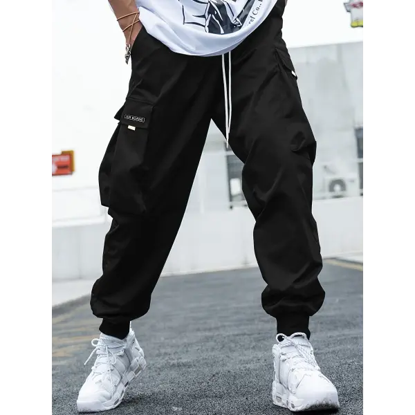 Multi-pocket Cargo Pants Men’s Casual Hip-Hop Drawstring Trousers Outdoor Streetwear Sports Pant - Black / 3XL - None