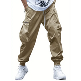 Multi-pocket Cargo Pants Men’s Casual Hip-Hop Drawstring Trousers Outdoor Streetwear Sports Pant - Khaki / 3XL - None