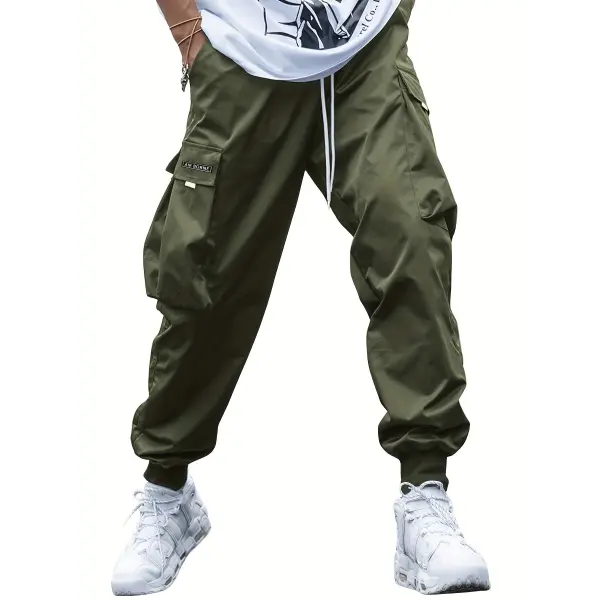 Multi-pocket Cargo Pants Men’s Casual Hip-Hop Drawstring Trousers Outdoor Streetwear Sports Pant - Army Green / 3XL