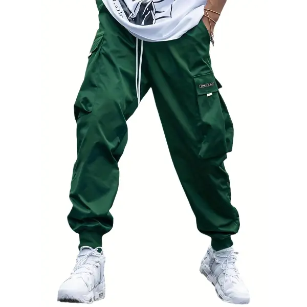 Multi-pocket Cargo Pants Men’s Casual Hip-Hop Drawstring Trousers Outdoor Streetwear Sports Pant - Dark Green / 3XL