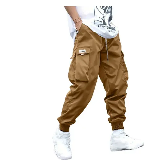 Multi-pocket Cargo Pants Men’s Casual Hip-Hop Drawstring Trousers Outdoor Streetwear Sports Pant - Dark brown1 / 3XL