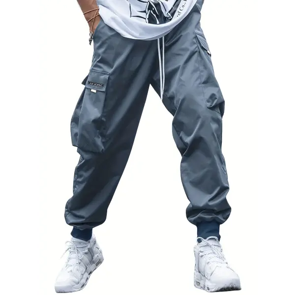 Multi-pocket Cargo Pants Men’s Casual Hip-Hop Drawstring Trousers Outdoor Streetwear Sports Pant - Navy Blue / 3XL