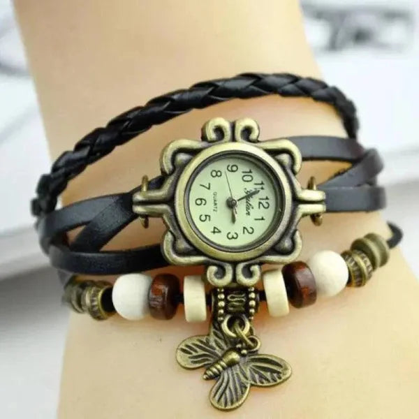 Multicolor Leather Vintage Quartz Dress Watch for Stylish Elegance - Himpall