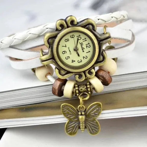 Multicolor Leather Vintage Quartz Dress Watch for Stylish Elegance - Himpall