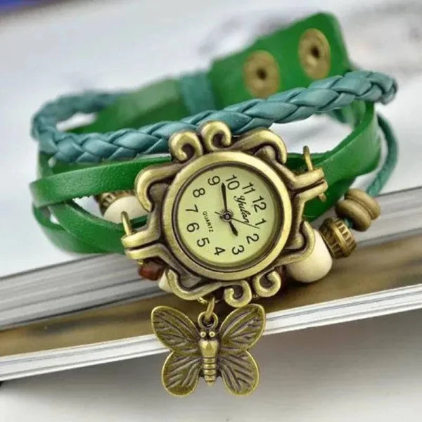 Multicolor Leather Vintage Quartz Dress Watch for Stylish Elegance - Himpall