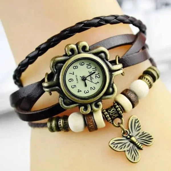 Multicolor Leather Vintage Quartz Dress Watch for Stylish Elegance - Himpall