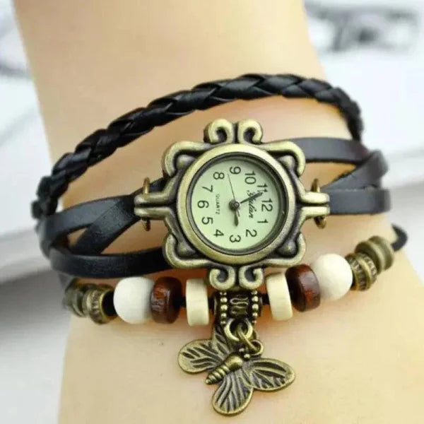 Multicolor Leather Vintage Quartz Dress Watch for Stylish Elegance - Himpall