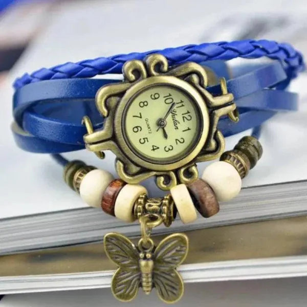Multicolor Leather Vintage Quartz Dress Watch for Stylish Elegance - Himpall