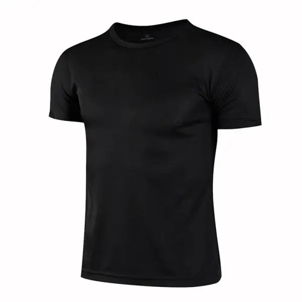 Multicolor Quick Dry Short Sleeve Sport T-Shirt for Fitness Training - Black / XL