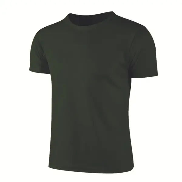 Multicolor Quick Dry Short Sleeve Sport T-Shirt for Fitness Training - Dark green / S