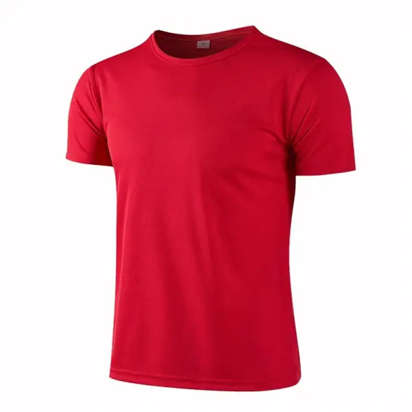 Multicolor Quick Dry Short Sleeve Sport T-Shirt for Fitness Training - Red / L