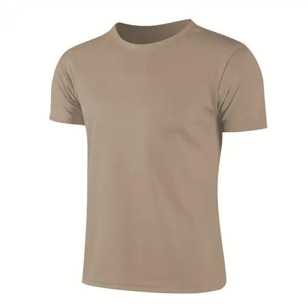 Multicolor Quick Dry Short Sleeve Sport T-Shirt for Fitness Training - Khaki / XXL
