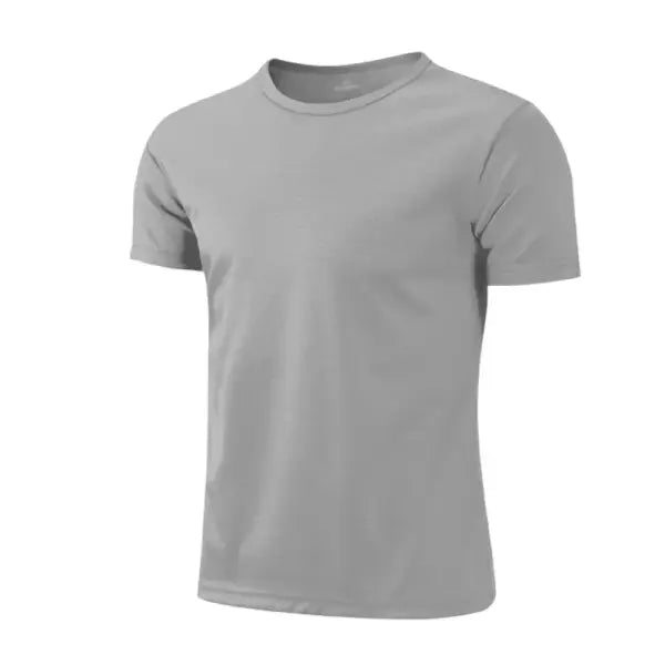 Multicolor Quick Dry Short Sleeve Sport T-Shirt for Fitness Training - Grey / S