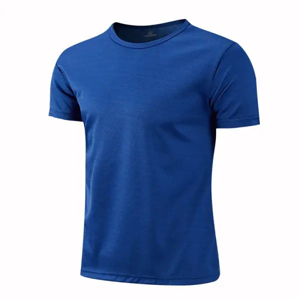 Multicolor Quick Dry Short Sleeve Sport T-Shirt for Fitness Training - Sapphire blue / 4XL