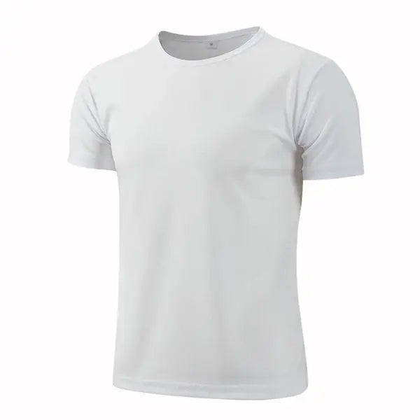 Multicolor Quick Dry Short Sleeve Sport T-Shirt for Fitness Training - White / S