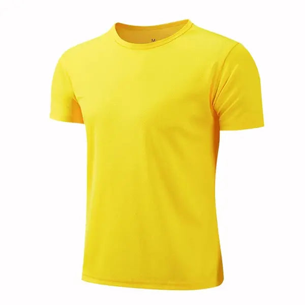 Multicolor Quick Dry Short Sleeve Sport T-Shirt for Fitness Training - Yellow / S
