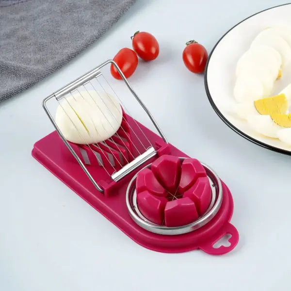 Multifunctional PP Base egg cutter 2-in-1 stainless steel wire pull egg cutter for hanging high-quality kitchen