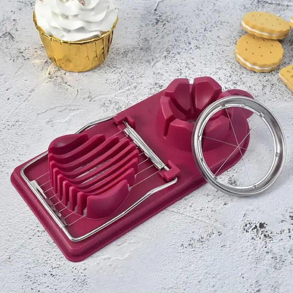 Multifunctional PP Base egg cutter 2-in-1 stainless steel wire pull egg cutter for hanging high-quality kitchen
