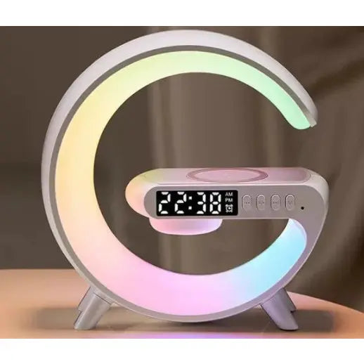 Multifunctional Wireless Charging Atmosphere Light and Bluetooth Speaker - WHITE A / USB
