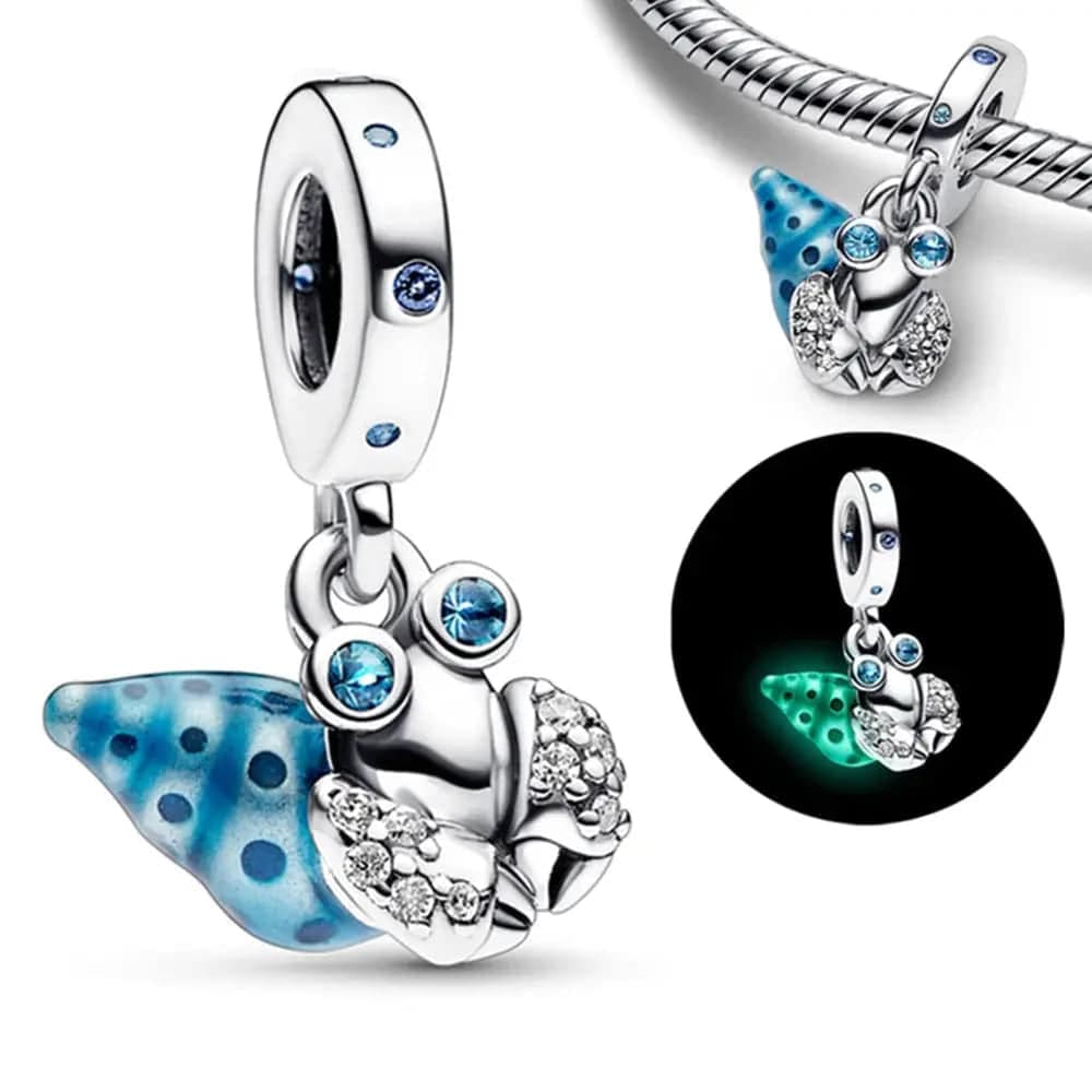 Murano Glass Charm – Sea Turtle Dangle Pendant for Pandora Bracelets - HYC2020 / Silver