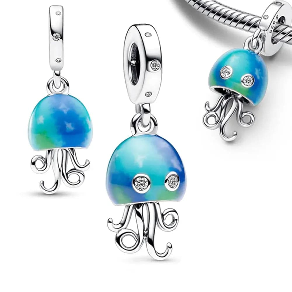 Murano Glass Charm – Sea Turtle Dangle Pendant for Pandora Bracelets - HYC2029 / Silver