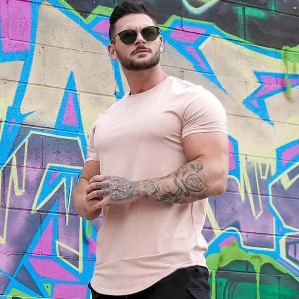 Muscle Fitness T-shirt Summer Men’s Athleisure Workout short sleeve T-shirt High Quality cotton Men T-shirt Gym Sport