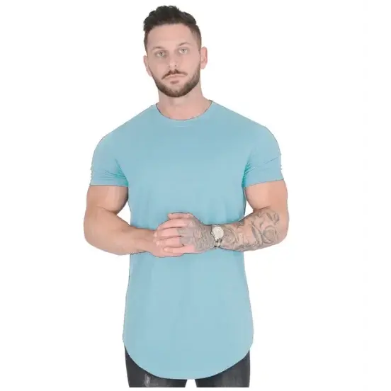 Muscle Fit Men’s Workout T-Shirt - High Quality Cotton Gym & Athletic Sport Tee - Sky blue / XXXL
