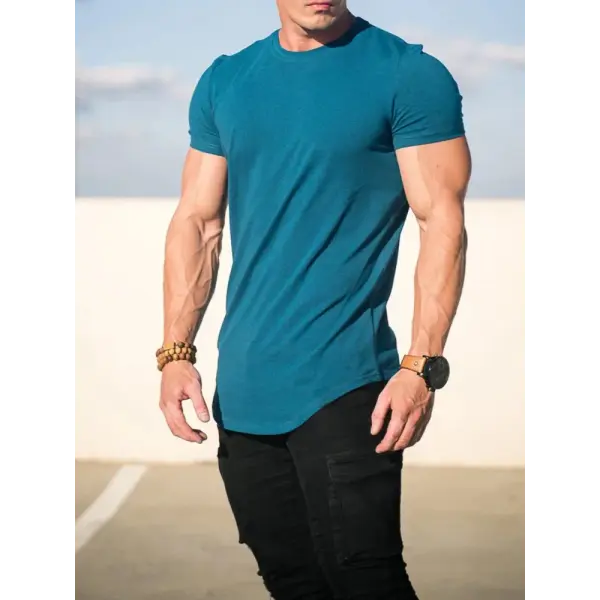 Muscle Fitness T-shirt Summer Men’s Athleisure Workout short sleeve T-shirt High Quality cotton Men T-shirt Gym Sport