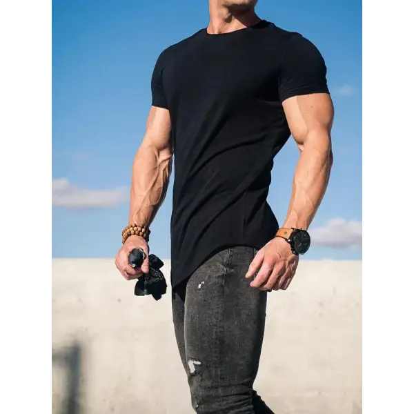 Muscle Fitness T-shirt Summer Men’s Athleisure Workout short sleeve T-shirt High Quality cotton Men T-shirt Gym Sport