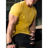 Muscle Fitness T-shirt Summer Men’s Athleisure Workout short sleeve T-shirt High Quality cotton Men T-shirt Gym Sport