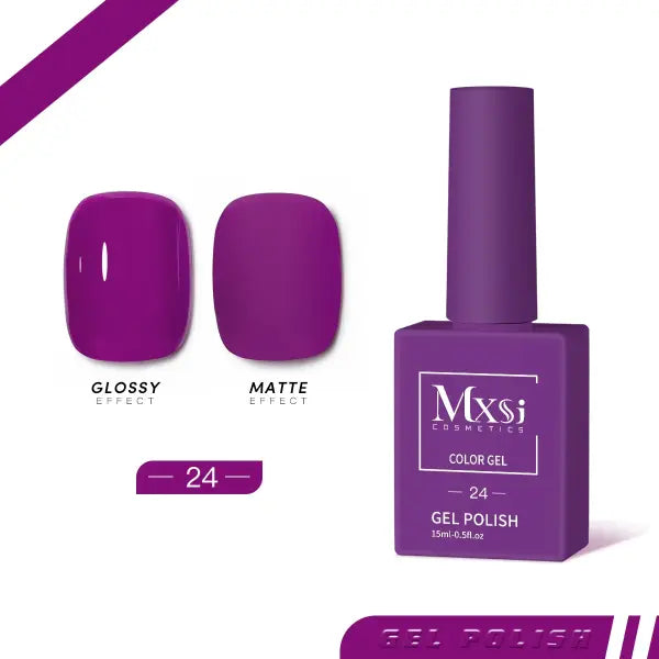 Mxsi 15ml Gel Nail Polish - Professional UV/LED Soak Off Nail Art Varnish & Top Coat - Mxsi 24 / CHINA