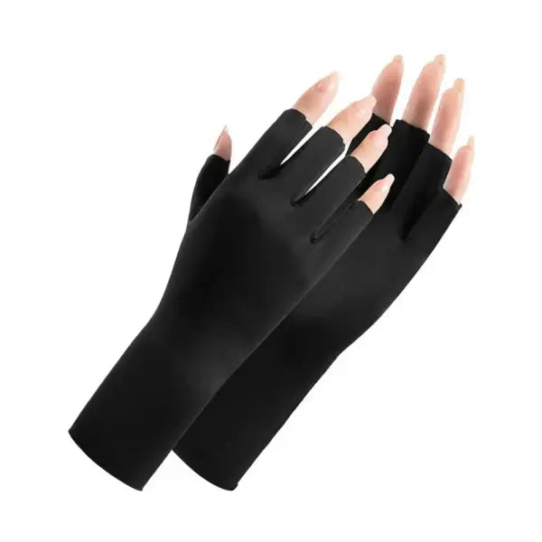 Nail Art UV Protection Gloves Fabric One Size Skin Safety Tool - black