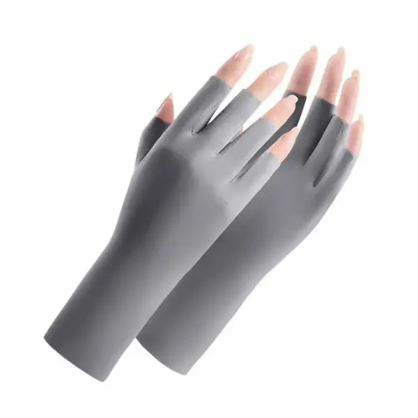 Nail Art UV Protection Gloves Fabric One Size Skin Safety Tool - grey