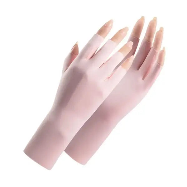 Nail Art UV Protection Gloves Fabric One Size Skin Safety Tool - pink