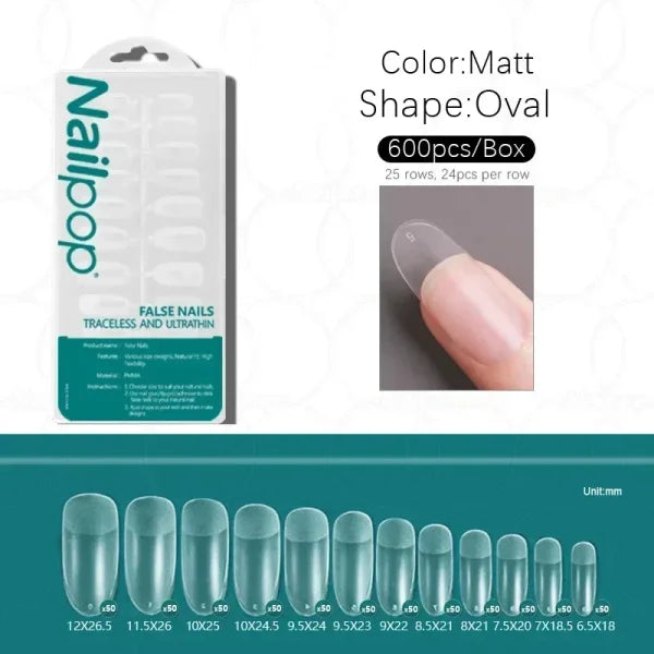 Nailpop Acrylic Nail Tips Size 0-9 600pcs for Finger Nails - Himpall