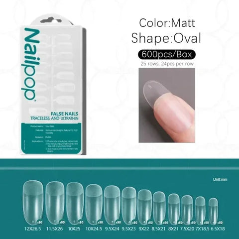 Nailpop Acrylic Nail Tips Size 0-9 600pcs for Finger Nails - Himpall