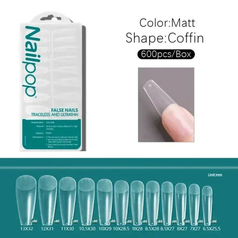Nailpop Acrylic Nail Tips Size 0-9 600pcs for Finger Nails - Himpall