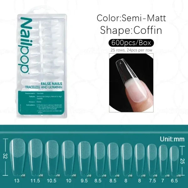 Nailpop Acrylic Nail Tips Size 0-9 600pcs for Finger Nails - Himpall