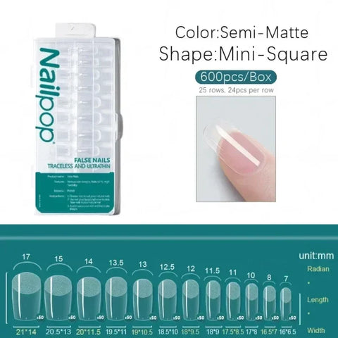 Nailpop Acrylic Nail Tips Size 0-9 600pcs for Finger Nails - Himpall