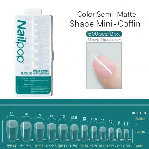 Nailpop Acrylic Nail Tips Size 0-9 600pcs for Finger Nails - Himpall