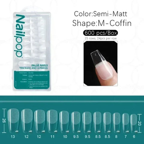 Nailpop Acrylic Nail Tips Size 0-9 600pcs for Finger Nails - Himpall