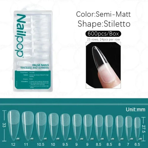 Nailpop Acrylic Nail Tips Size 0-9 600pcs for Finger Nails - Himpall
