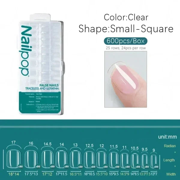 Nailpop Acrylic Nail Tips Size 0-9 600pcs for Finger Nails - Himpall