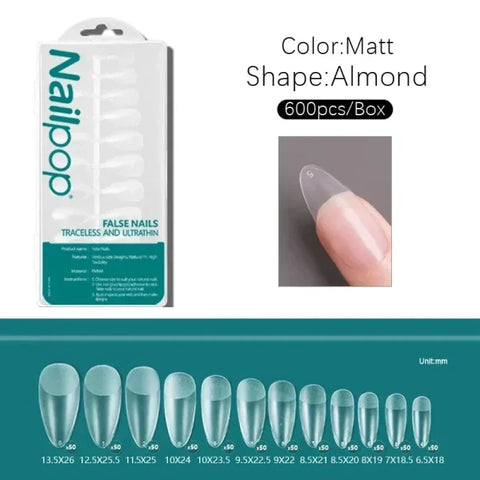 Nailpop Acrylic Nail Tips Size 0-9 600pcs for Finger Nails - Himpall