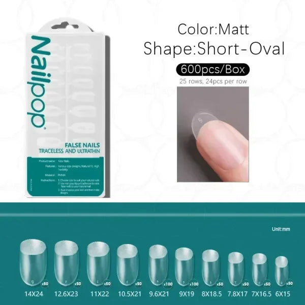 Nailpop Acrylic Nail Tips Size 0-9 600pcs for Finger Nails - Himpall